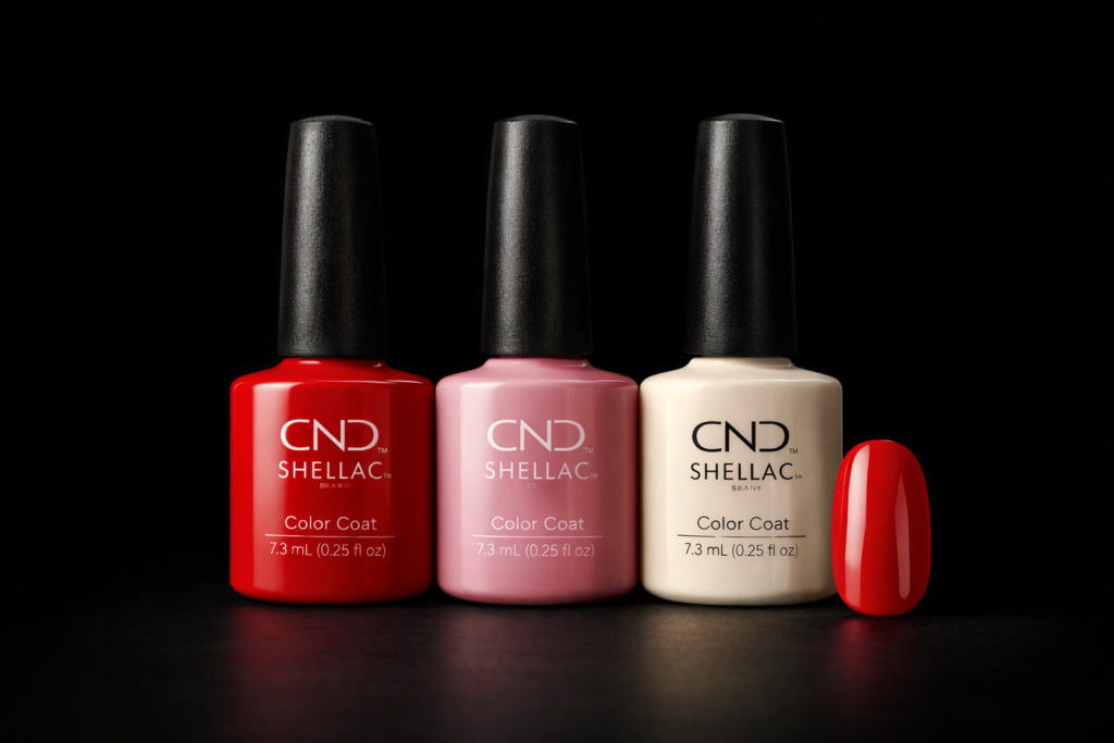 Shellac CND vernis semi-permanent professionnel couleurs originales à 15,90€ fond noir