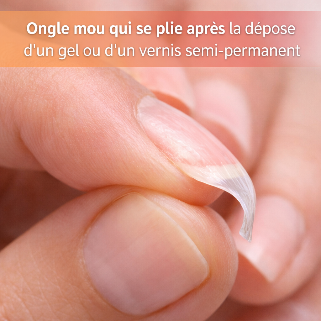 Ongle mou qui se plie facilement après dépose de gel ou vernis semi permanent