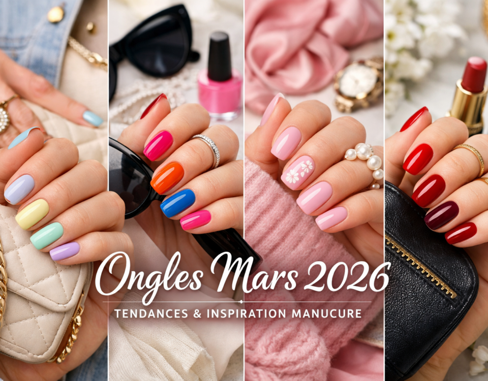 Ongle mars 2026 : tendances manucure pastel, rose, rouge et couleurs pop avec accessoires mode printemps