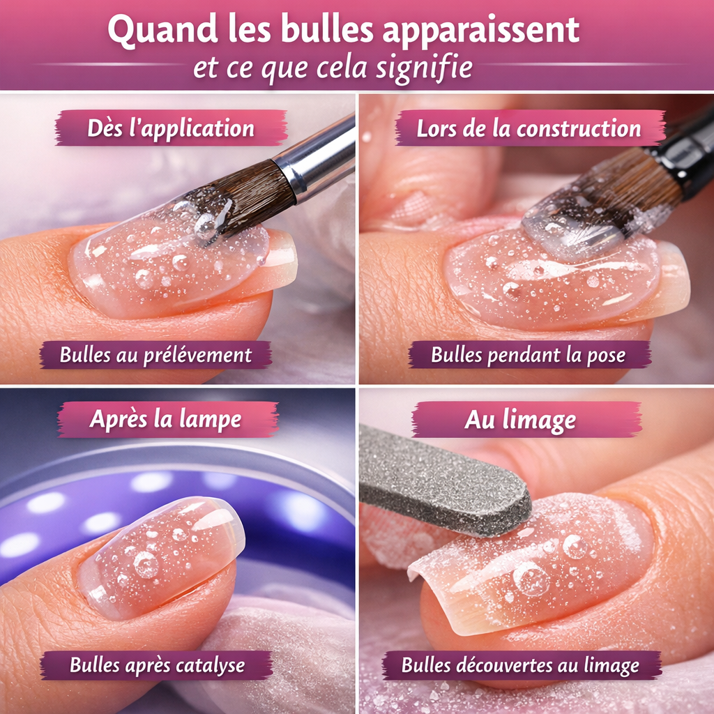 gel bulles quand apparaissent application construction lampe limage diagnostic onglerie