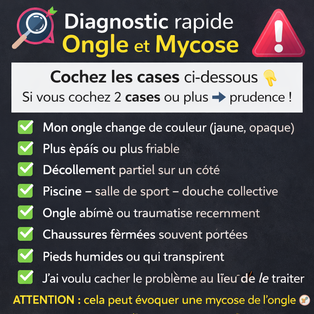 diagnostic mycose ongle signes ongle jaune epais friable decollé comment reconnaitre rapidement