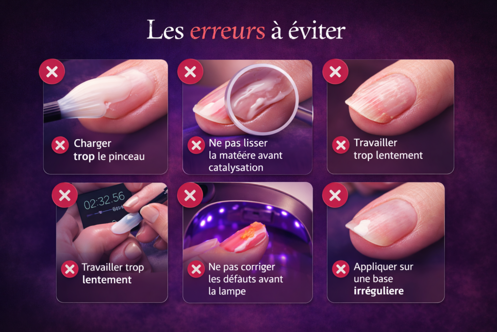 pourquoi vernis semi permanent fait vagues erreurs application pinceau trop charge base irreguliere solution ongle lisse