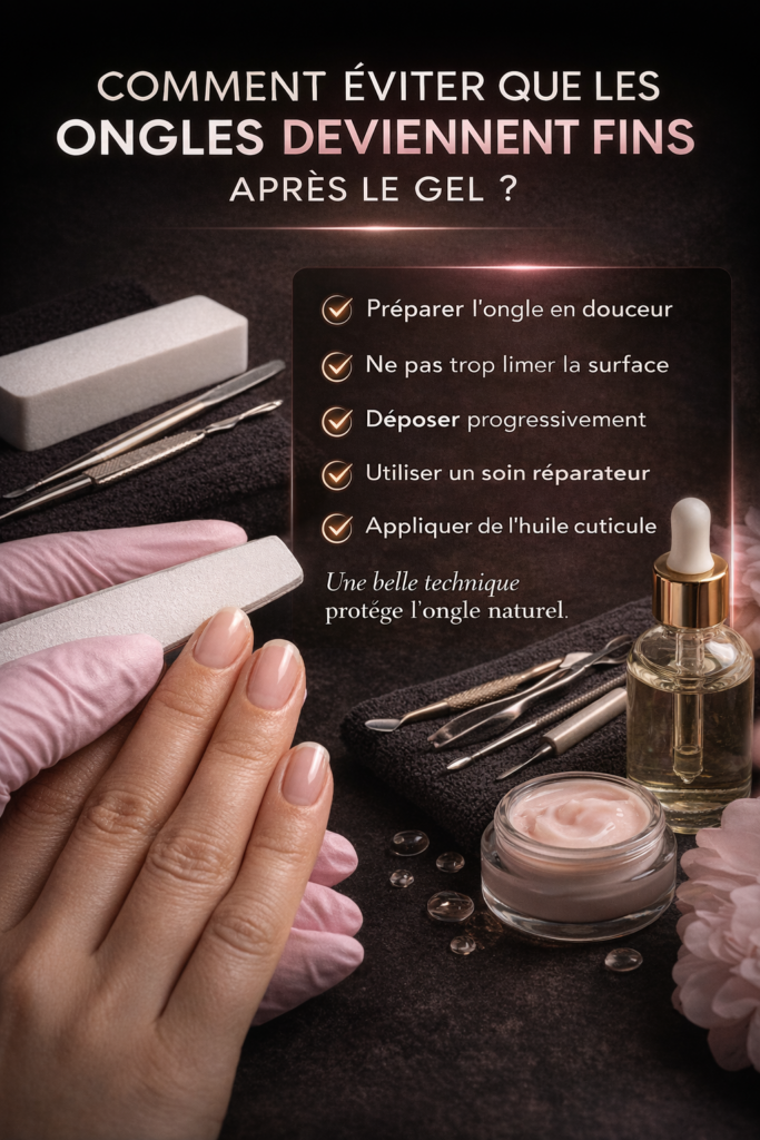 Comment éviter les ongles fins après le gel conseils préparation douce dépose propre huile cuticule