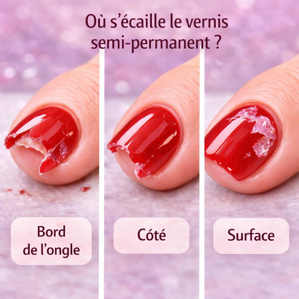 vernis semi permanent qui s ecaille bord cote surface ongle usure manucure probleme tenue