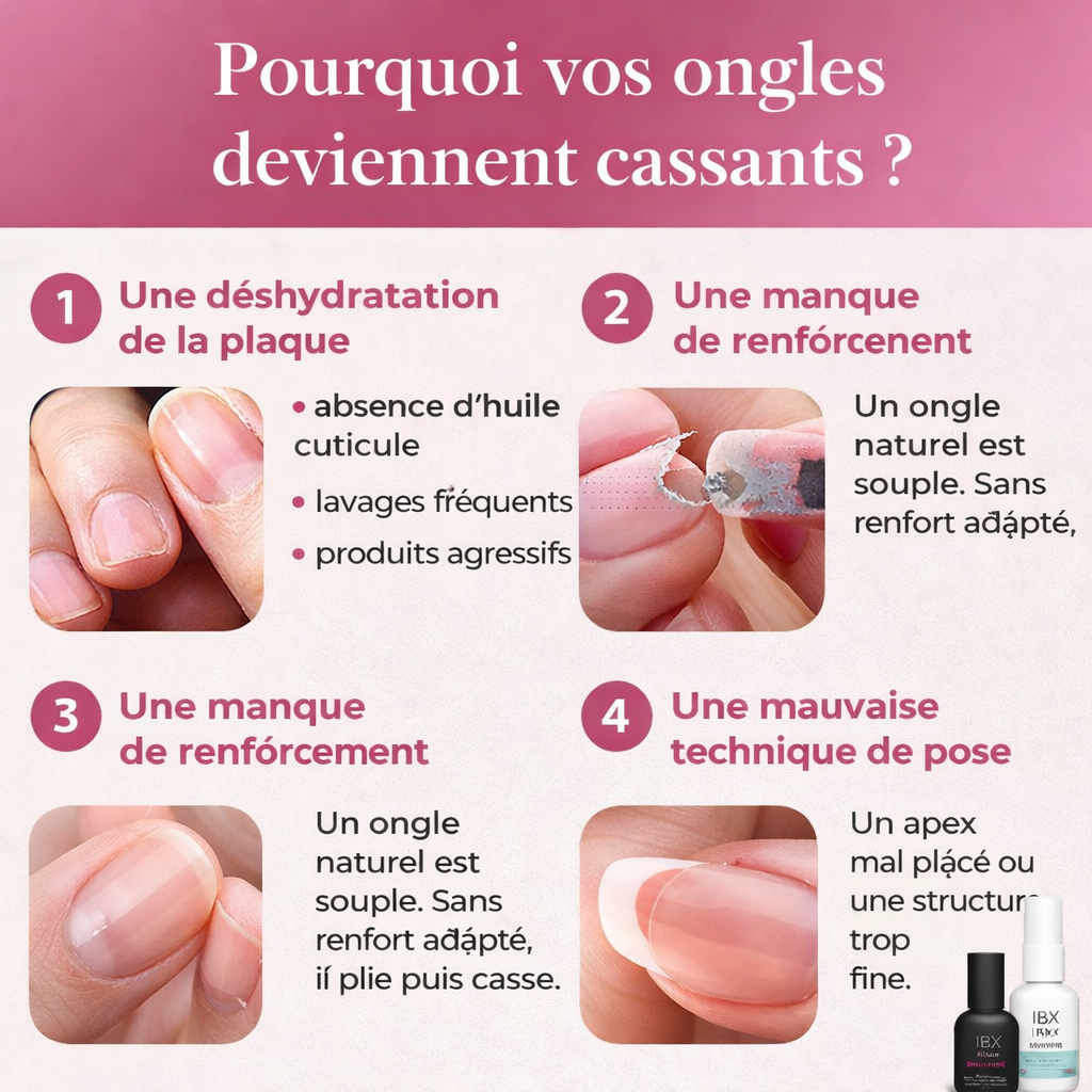 pourquoi ongles cassants causes deshydratation depose agressive manque renforcement apex produits adaptes