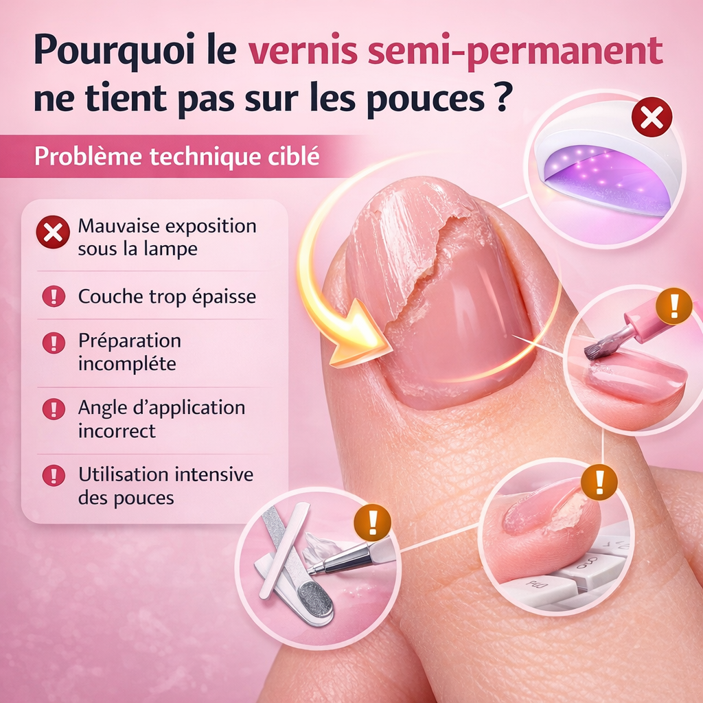 vernis semi permanent pouce ne tient pas causes decollement