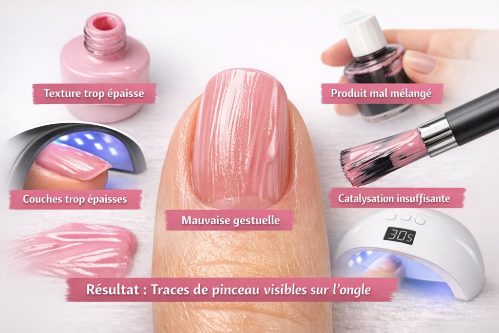 causes traces pinceau vernis semi permanent ongles