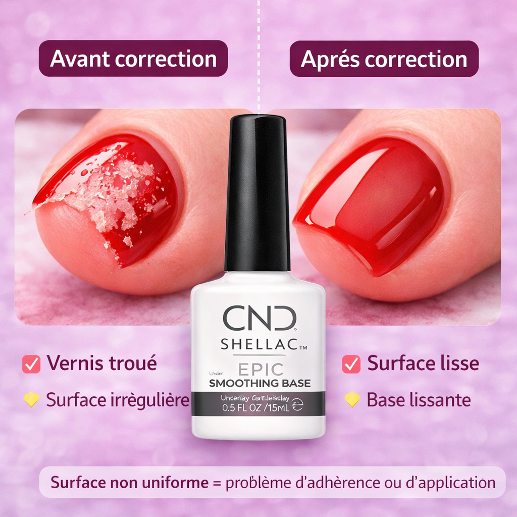vernis semi permanent trous avant apres correction base lissante surface ongle uniforme resultat professionnel