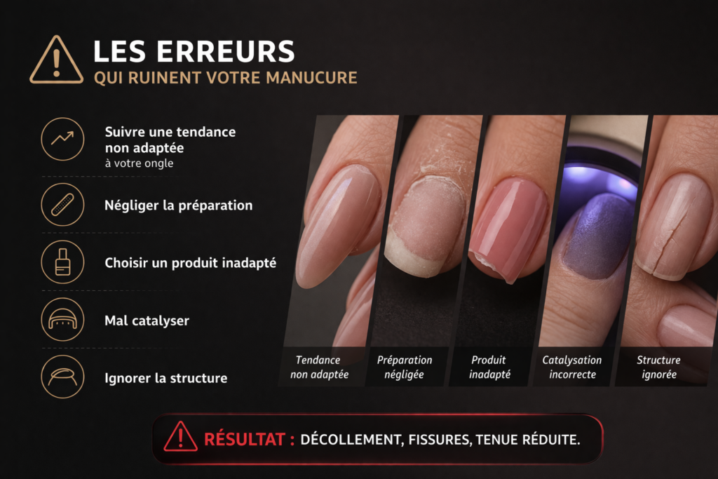 erreurs manucure ongles decollement fissures vernis gel ne tient pas