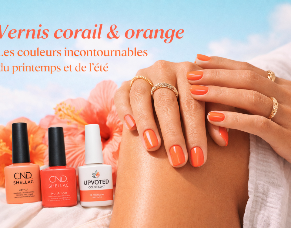ongles vernis corail et orange tendance printemps été 2026 manucure semi permanent couleurs lumineuses