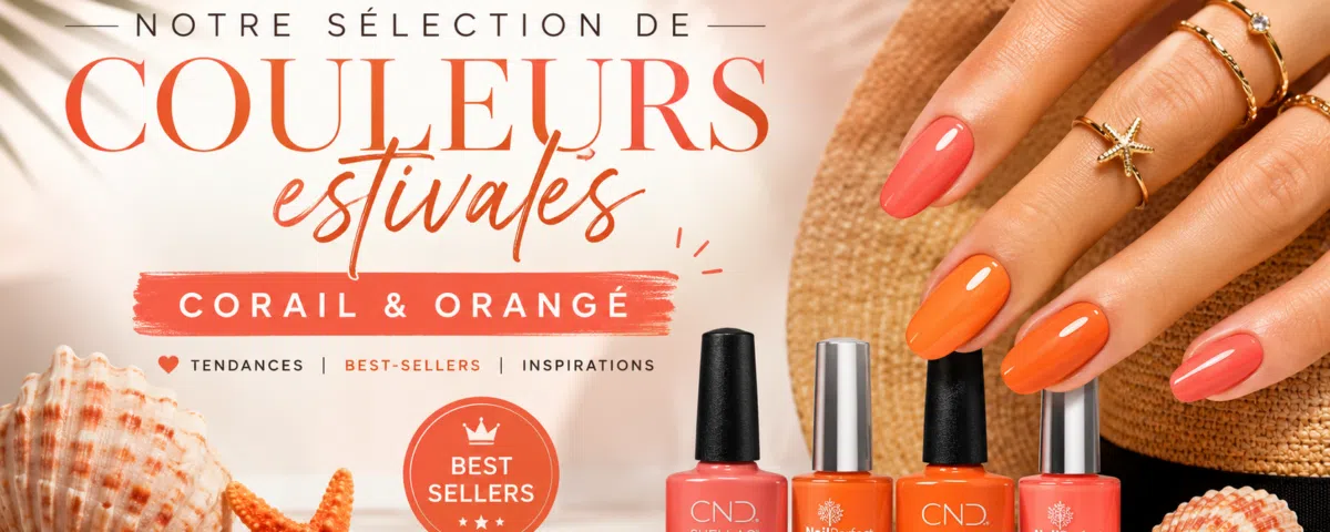 Manucure estivale corail et orange avec vernis CND Shellac et NailPerfect Upvoted