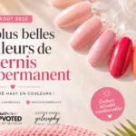 Nuancier des plus belles couleurs de vernis semi-permanent pour août 2026 avec des teintes Shellac, Upvoted et Gelosophy