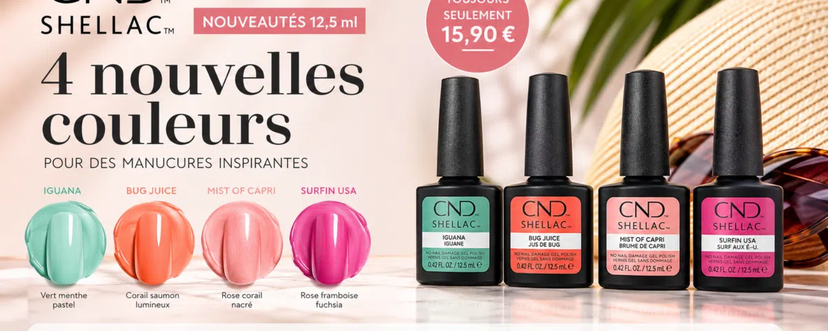Nouvelles couleurs CND Shellac 12,5 ml Iguana Bug Juice Mist of Capri et Surfin USA