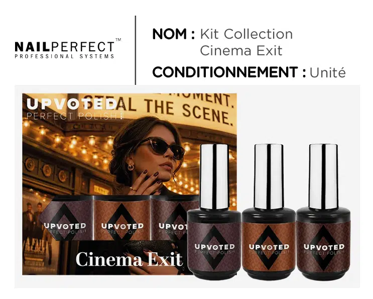 Coffret 3 vernis semi-permanents marron NailPerfect Upvoted Cinema Exit