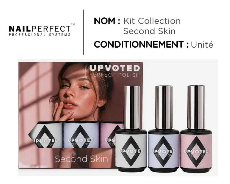 Kit NailPerfect Upvoted Second Skin – 3 vernis semi-permanents nude Bare Canvas, Flush Layer et Skin Tint